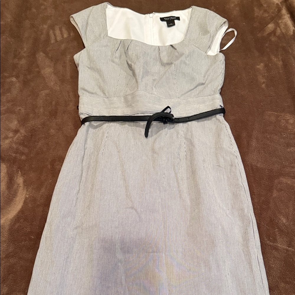 Calvin Klein Gray Midi Dress with Black Accent